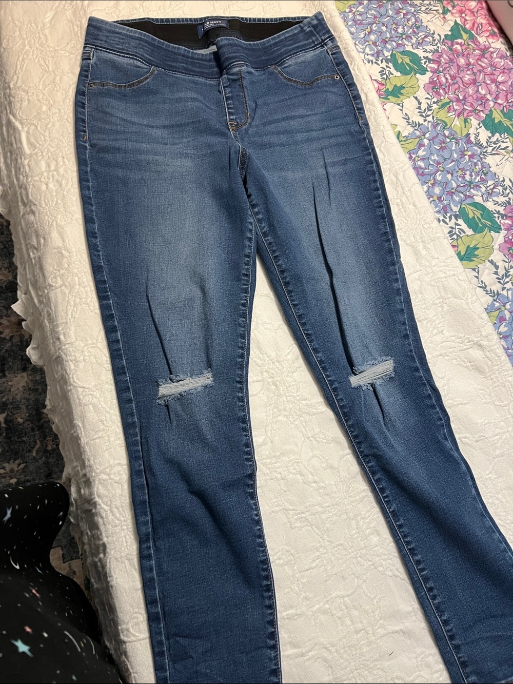 Old Navy Blue Skinny Jeans with Knee Rips